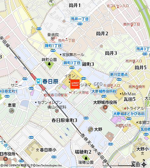 イオン大野城店付近の地図